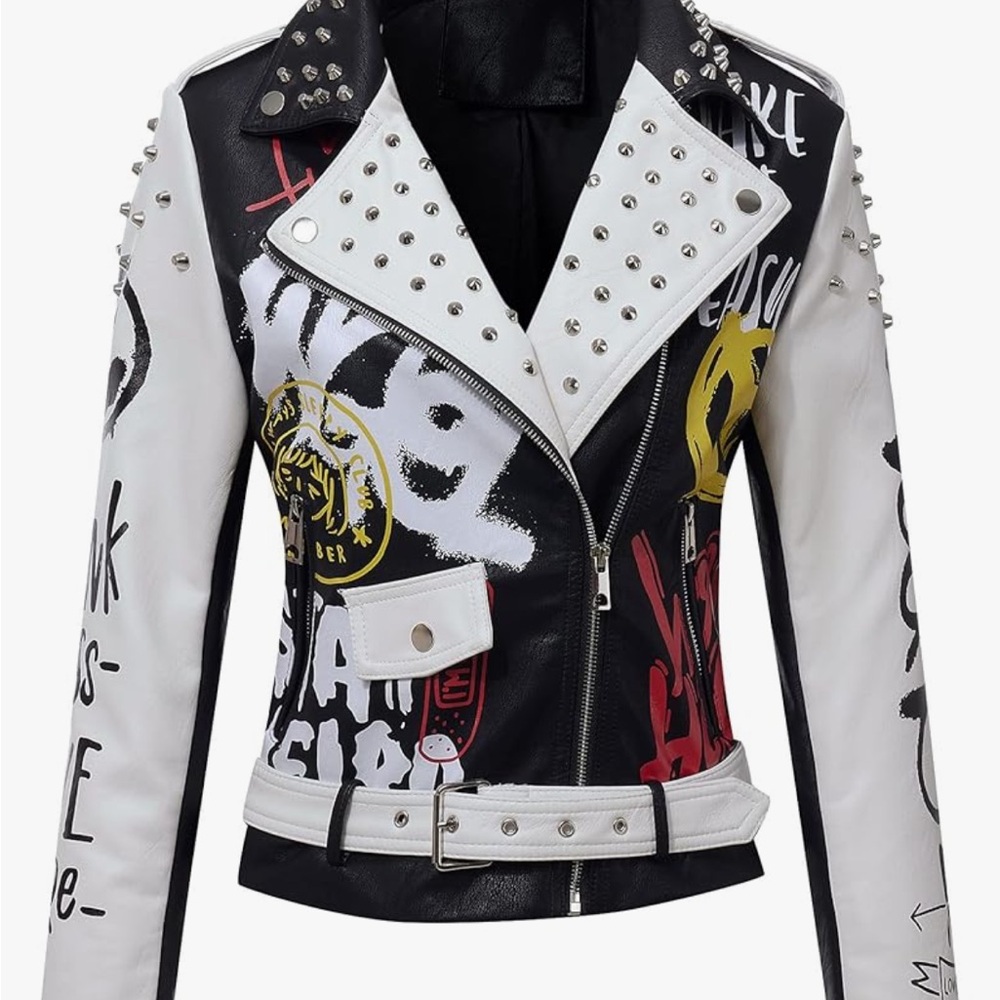 Studded Black and White Women's Jacket